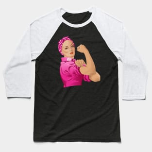 Rosie the Riveter Breast Cancer Awareness Baseball T-Shirt